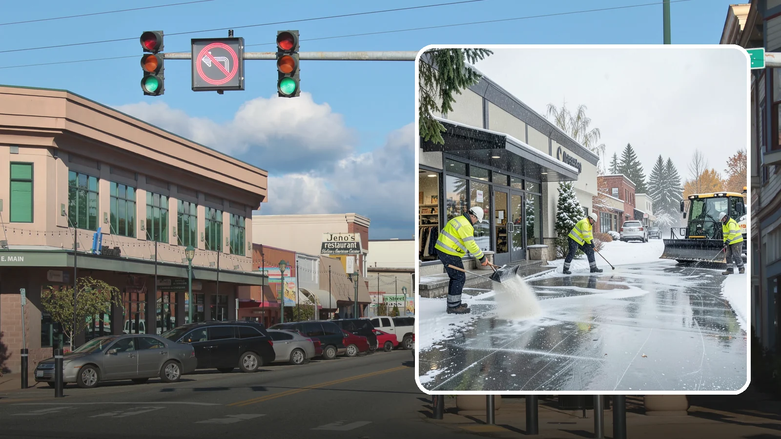 Retail Store Deicing in Monroe, Snohomish County, WA - Storefront-focused deicing that keeps entrances, cart corrals, and customer walkways safe and inviting when freezing rain hits a...