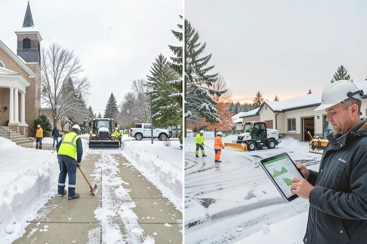 Retail Store Deicing in Ruston, Pierce County, WA - Map the entry apron, cart paths, and parking crosswalks