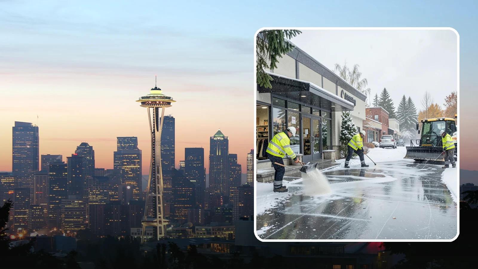 Retail Store Deicing in Seattle, King County, WA - Storefront-focused deicing that keeps entrances, cart corrals, and customer walkways safe and inviting when freezing rain hits a...