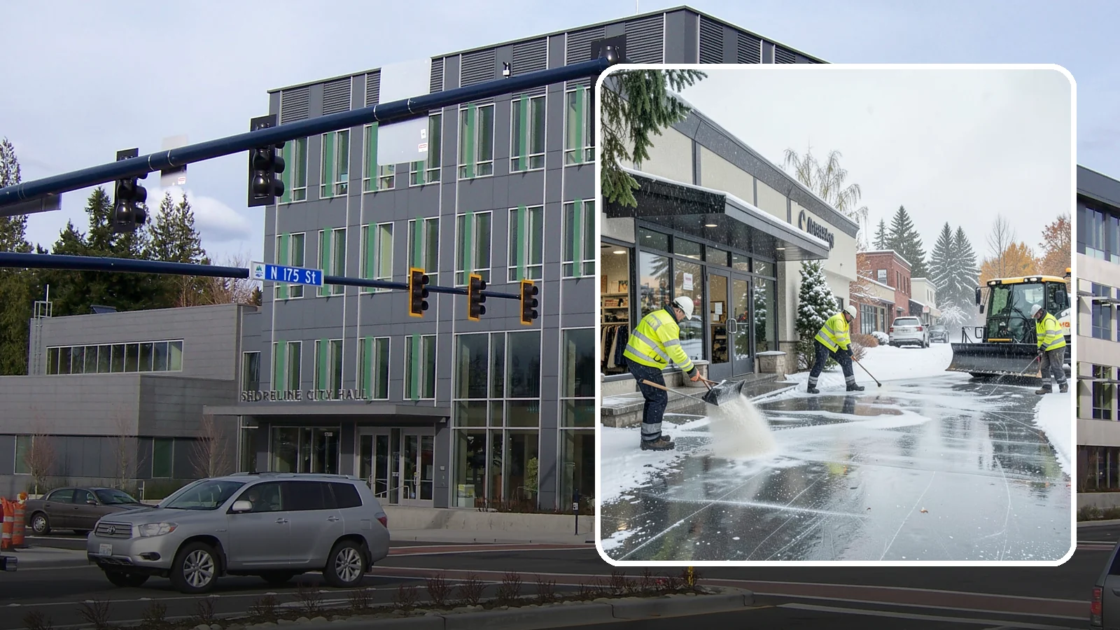 Retail Store Deicing in Shoreline, King County, WA - Storefront-focused deicing that keeps entrances, cart corrals, and customer walkways safe and inviting when freezing rain hits a...