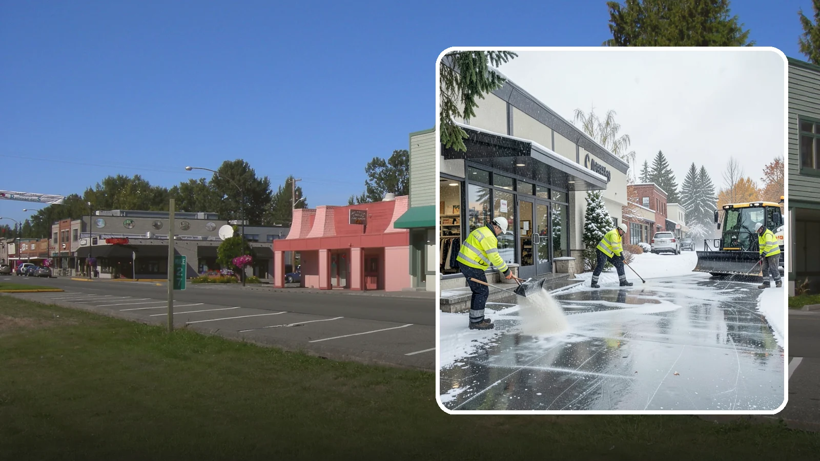 Retail Store Deicing in Snoqualmie, King County, WA - Storefront-focused deicing that keeps entrances, cart corrals, and customer walkways safe and inviting when freezing rain hits a...