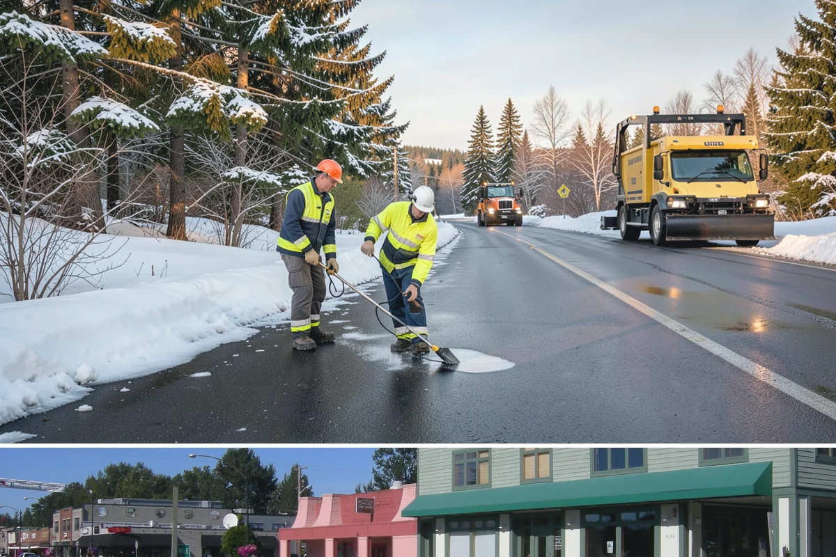 Retail Store Deicing in Snoqualmie, King County, WA - Deicing runs through the winter retail season, peaking during the freezing-rain mornings that coincide with weekend and holiday...