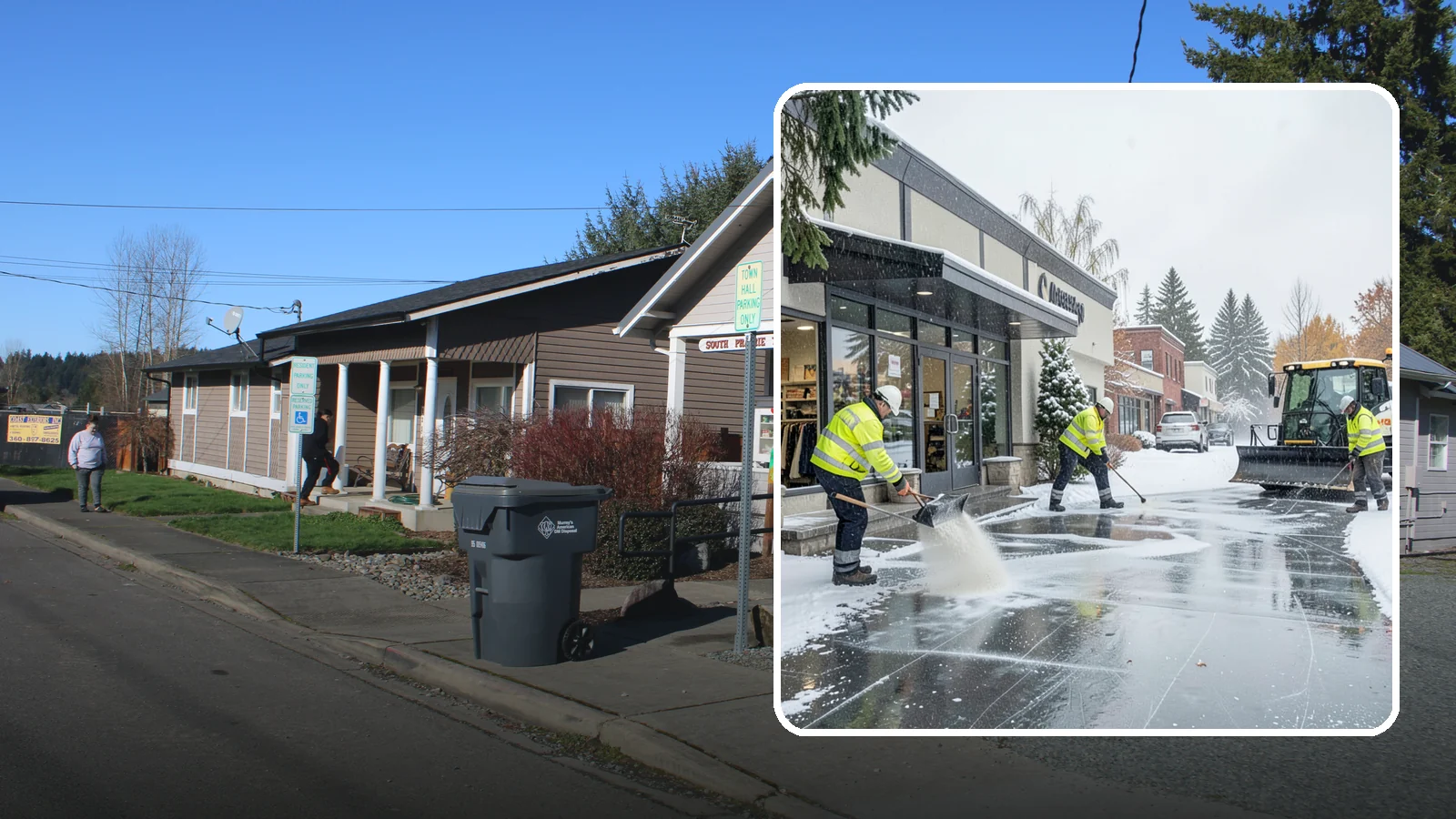 Retail Store Deicing in South Prairie, Pierce County, WA - Storefront-focused deicing that keeps entrances, cart corrals, and customer walkways safe and inviting when freezing rain hits a...