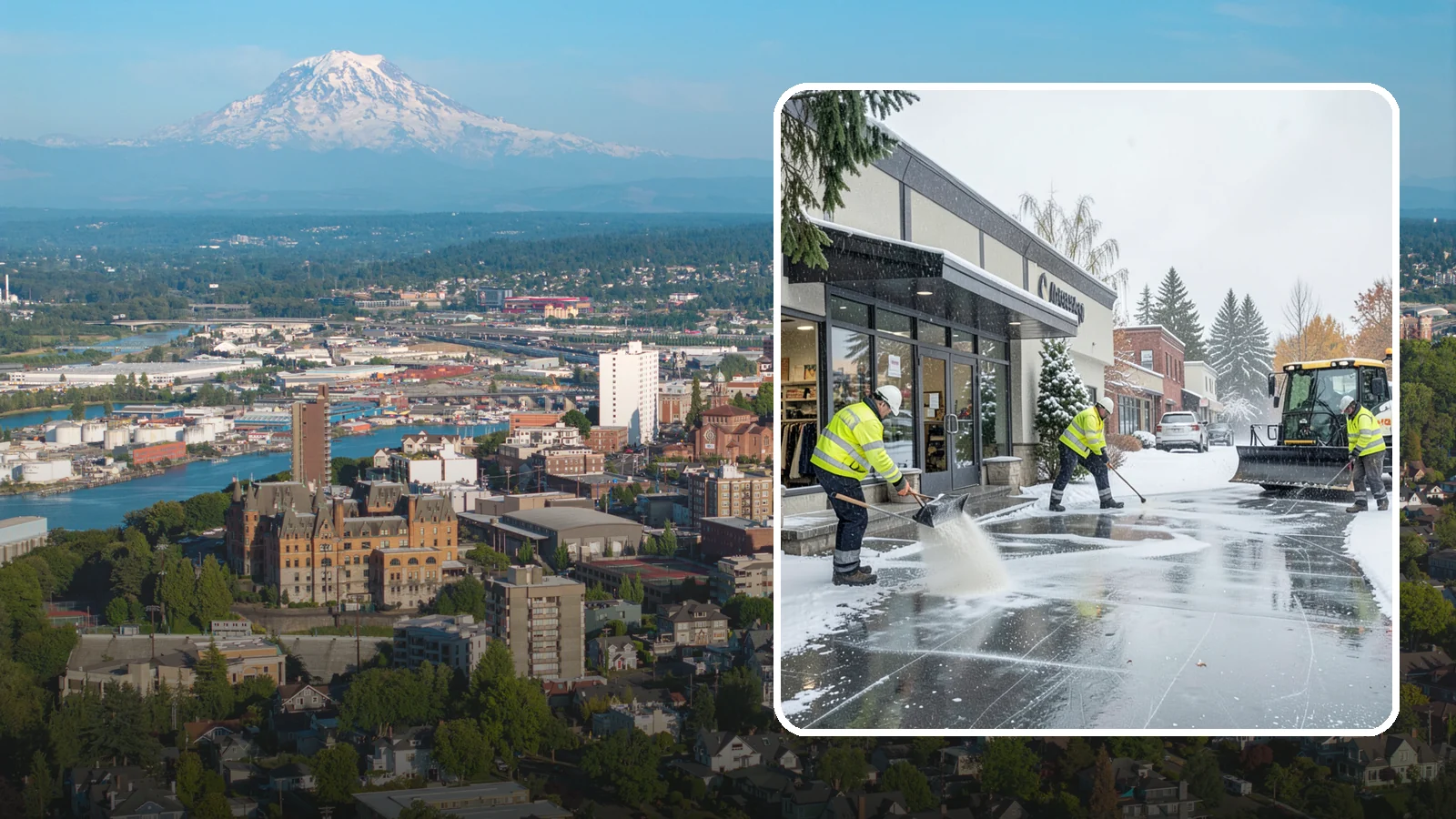 Retail Store Deicing in Tacoma, Pierce County, WA - Storefront-focused deicing that keeps entrances, cart corrals, and customer walkways safe and inviting when freezing rain hits a...
