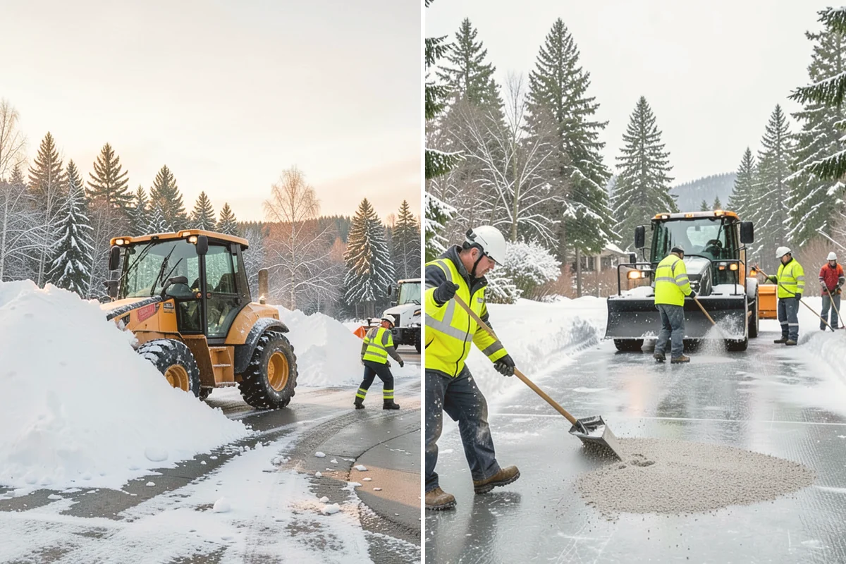 Retail Store Parking Lot Snow Removal in Algona, King County, WA - Map customer flow, storefront apron, and cart corral locations