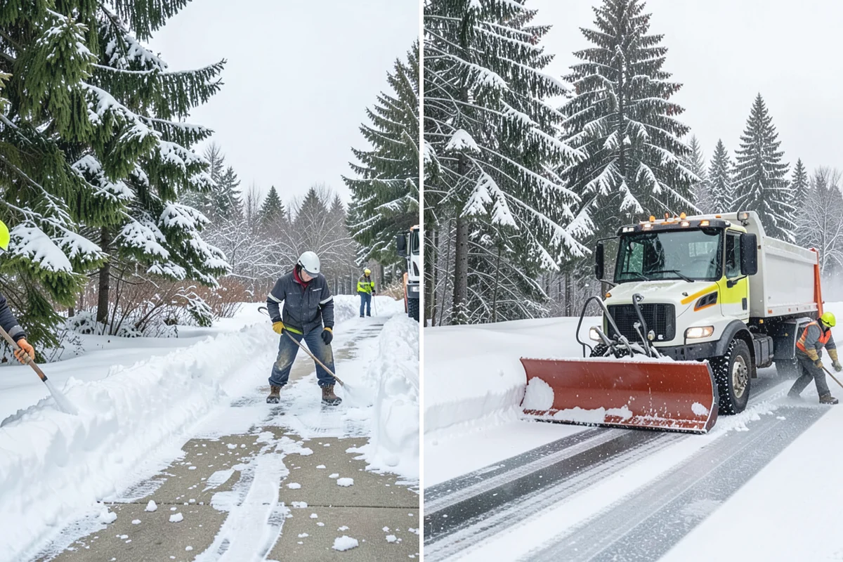 Retail Store Parking Lot Snow Removal in Auburn, King County, WA - Map customer flow, storefront apron, and cart corral locations