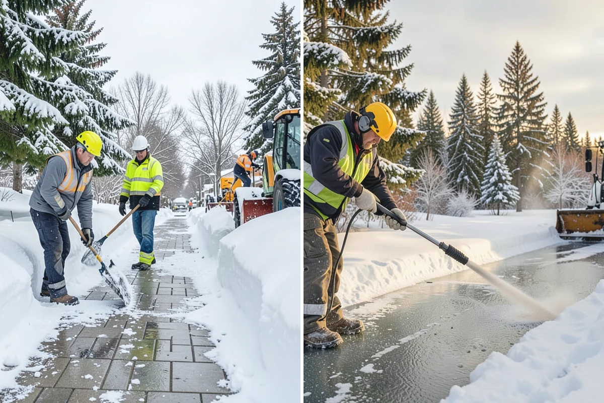 Retail Store Parking Lot Snow Removal in Beaux Arts Village, King County, WA - Map customer flow, storefront apron, and cart corral locations