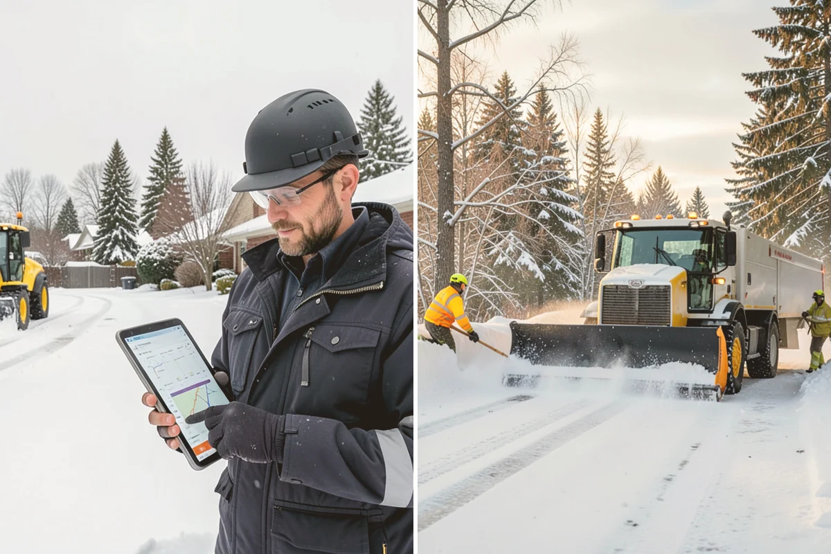 Retail Store Parking Lot Snow Removal in Brier, Snohomish County, WA - Map customer flow, storefront apron, and cart corral locations