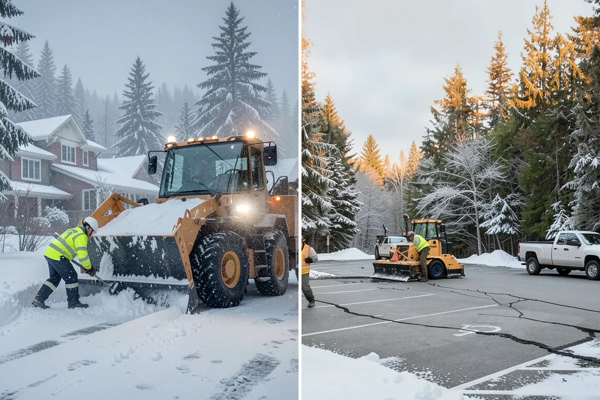 Retail Store Parking Lot Snow Removal in Clyde Hill, King County, WA - Map customer flow, storefront apron, and cart corral locations