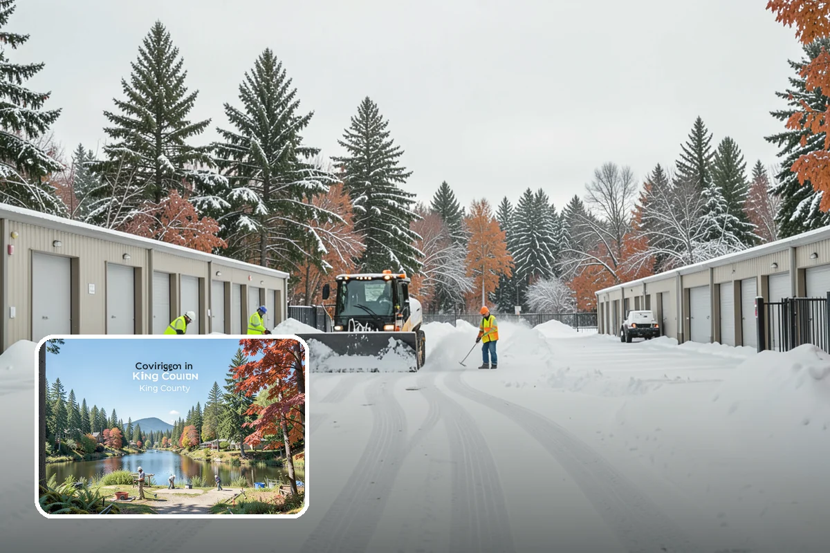 Retail Store Parking Lot Snow Removal in Covington, King County, WA - Customers can park and reach the entrance without wading through slush