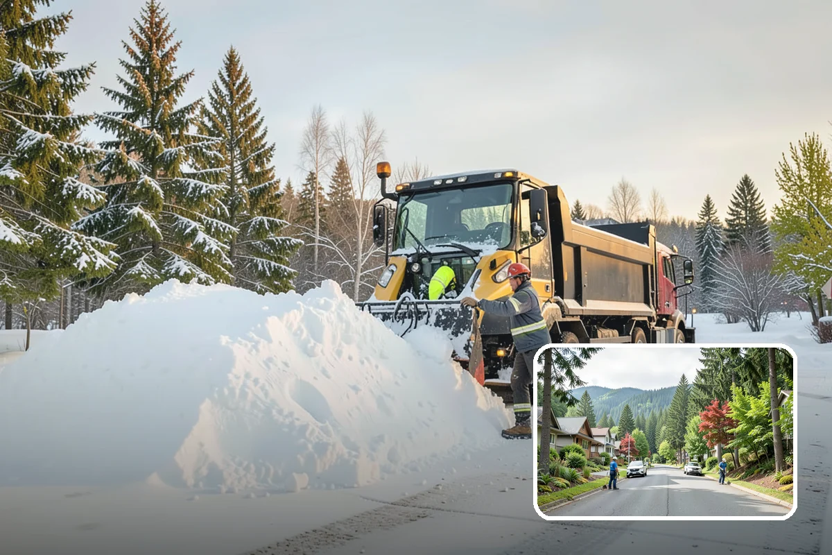 Retail Store Parking Lot Snow Removal in Darrington, Snohomish County, WA - Customers can park and reach the entrance without wading through slush
