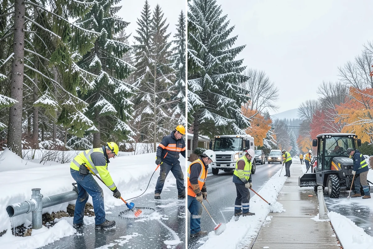 Retail Store Parking Lot Snow Removal in Darrington, Snohomish County, WA - Map customer flow, storefront apron, and cart corral locations