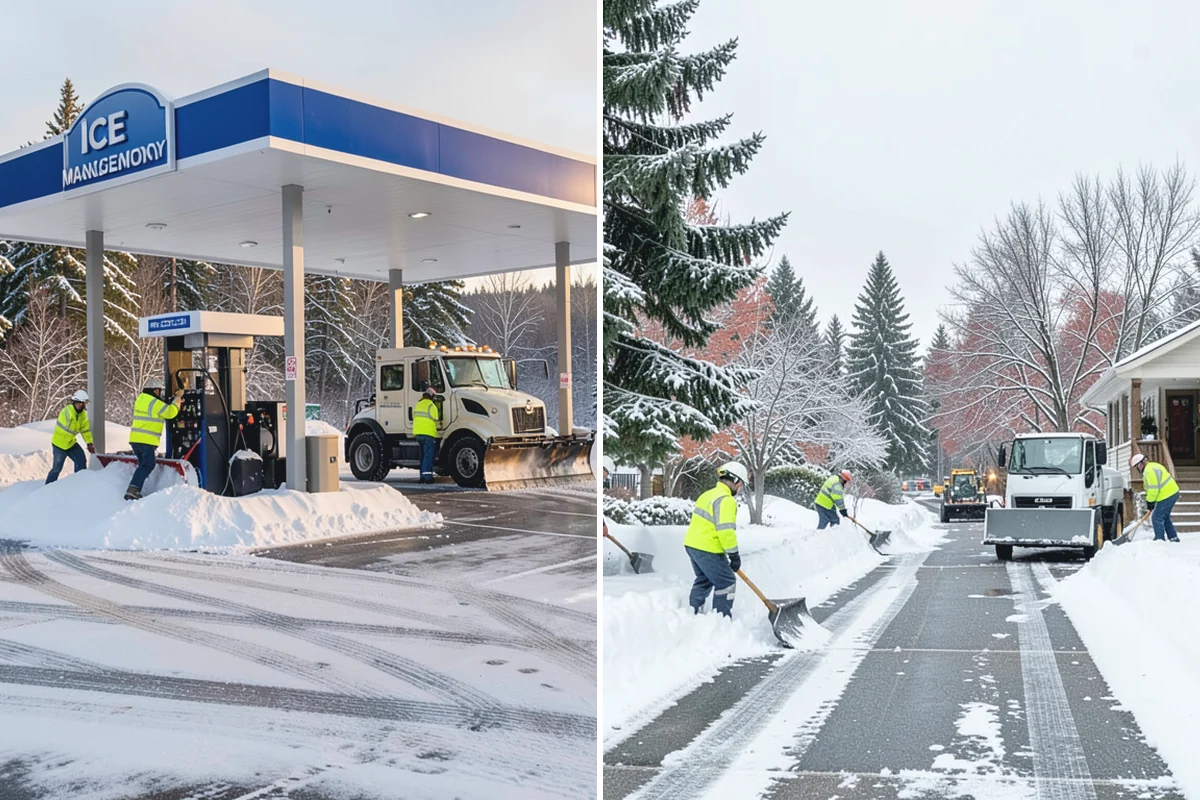 Retail Store Parking Lot Snow Removal in Des Moines, King County, WA - Map customer flow, storefront apron, and cart corral locations