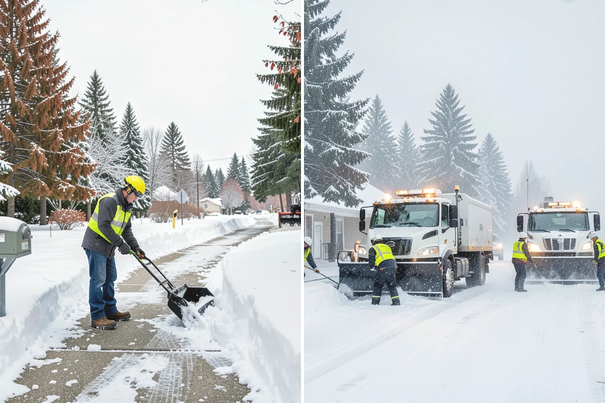 Retail Store Parking Lot Snow Removal in Duvall, King County, WA - Map customer flow, storefront apron, and cart corral locations