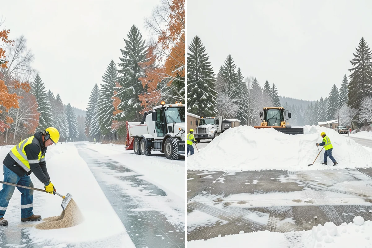 Retail Store Parking Lot Snow Removal in Eatonville, Pierce County, WA - Map customer flow, storefront apron, and cart corral locations