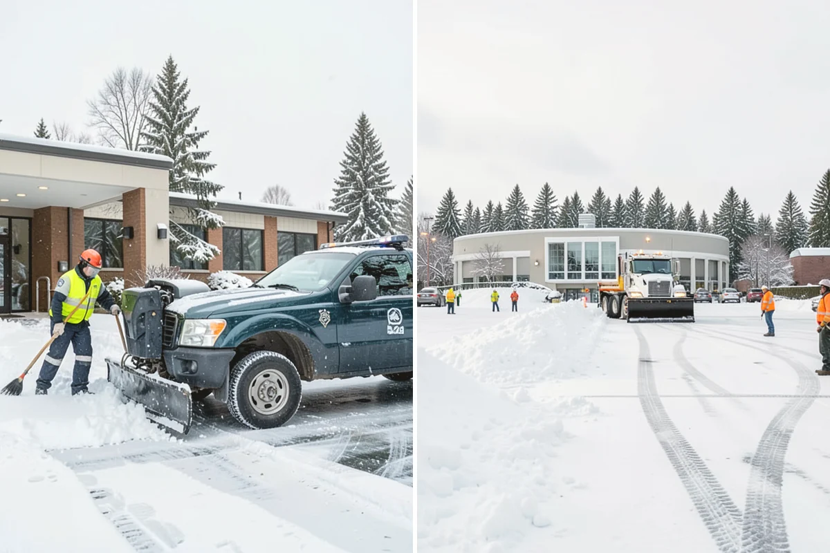 Retail Store Parking Lot Snow Removal in Edgewood, Pierce County, WA - Map customer flow, storefront apron, and cart corral locations