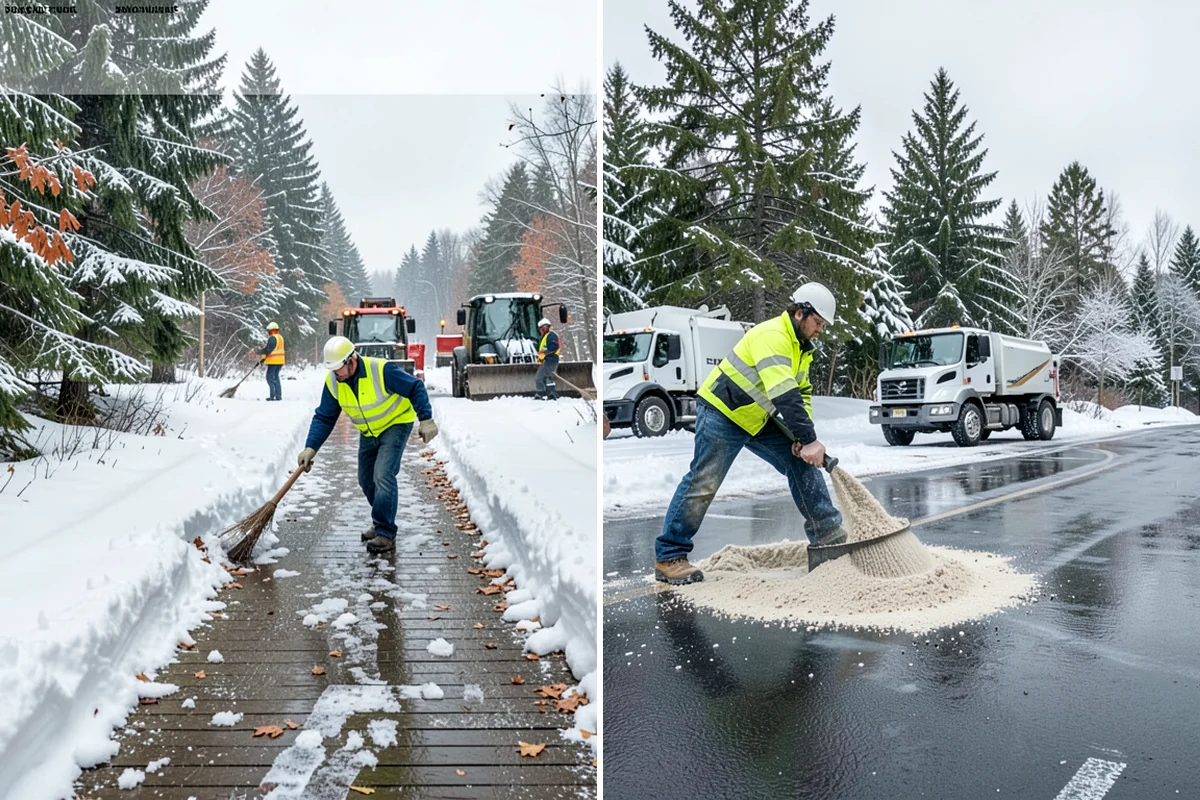 Retail Store Parking Lot Snow Removal in Fircrest, Pierce County, WA - Map customer flow, storefront apron, and cart corral locations