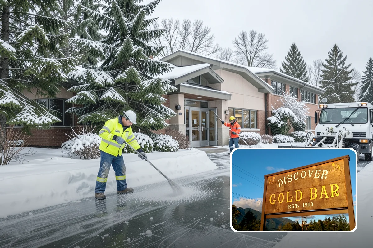 Retail Store Parking Lot Snow Removal in Gold Bar, Snohomish County, WA - Customers can park and reach the entrance without wading through slush