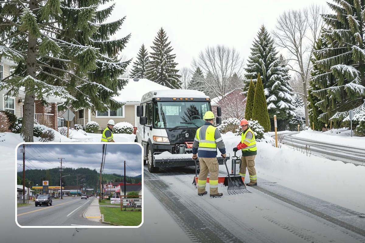Retail Store Parking Lot Snow Removal in Granite Falls, Snohomish County, WA - Customers can park and reach the entrance without wading through slush