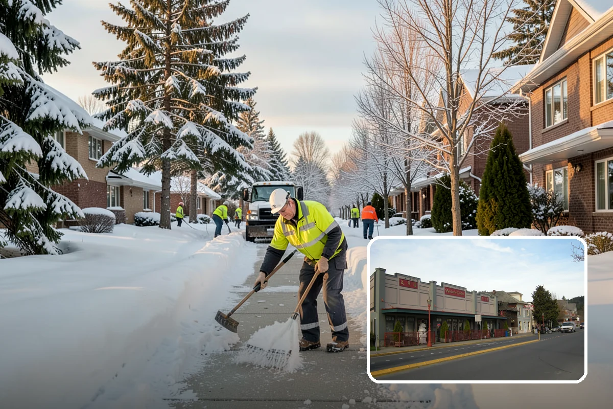 Retail Store Parking Lot Snow Removal in Issaquah, King County, WA - Customers can park and reach the entrance without wading through slush