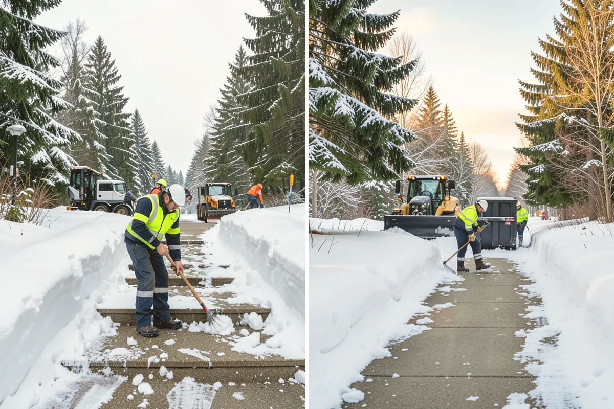 Retail Store Parking Lot Snow Removal in Kent, King County, WA - Map customer flow, storefront apron, and cart corral locations