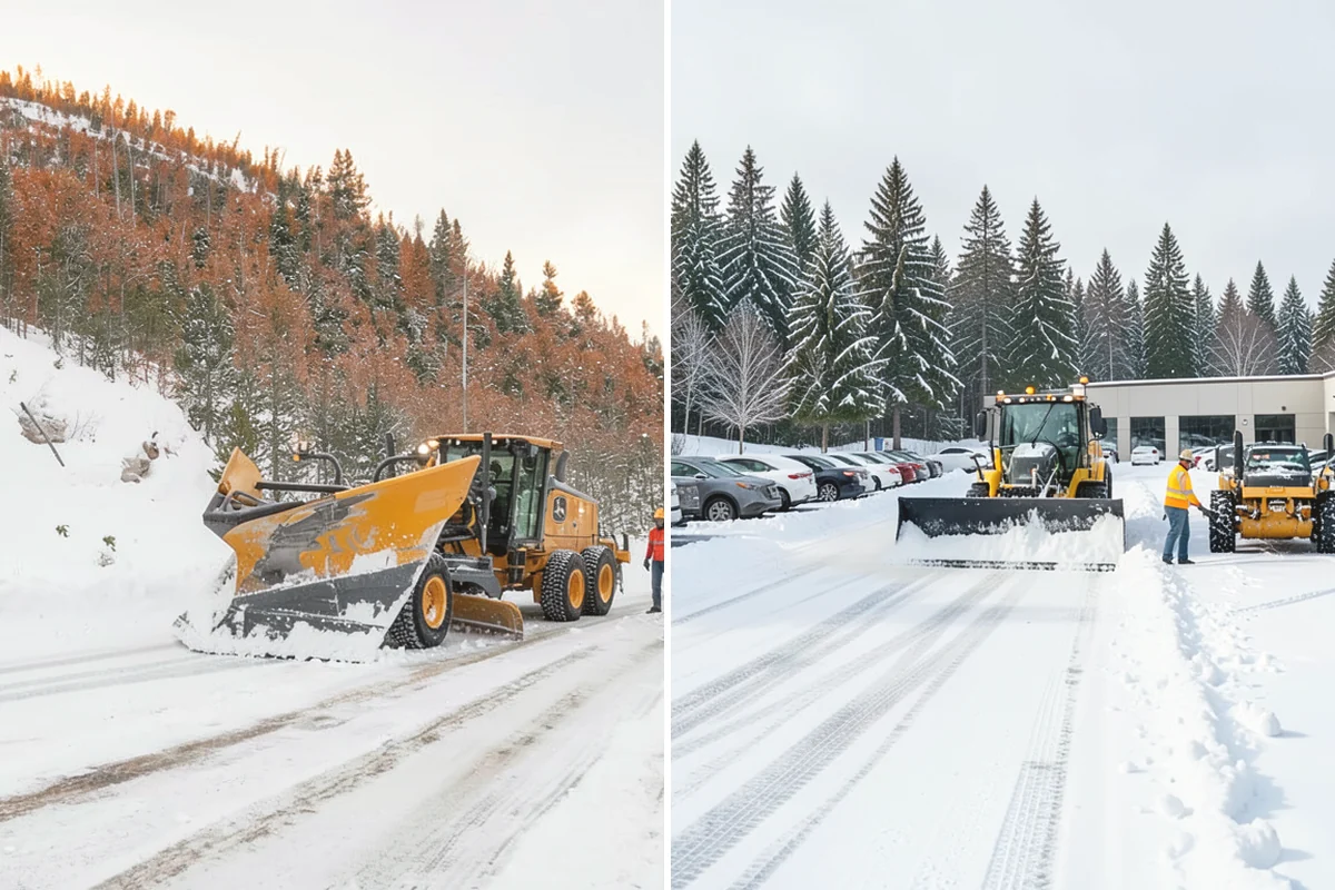 Retail Store Parking Lot Snow Removal in Lake Stevens, Snohomish County, WA - Map customer flow, storefront apron, and cart corral locations
