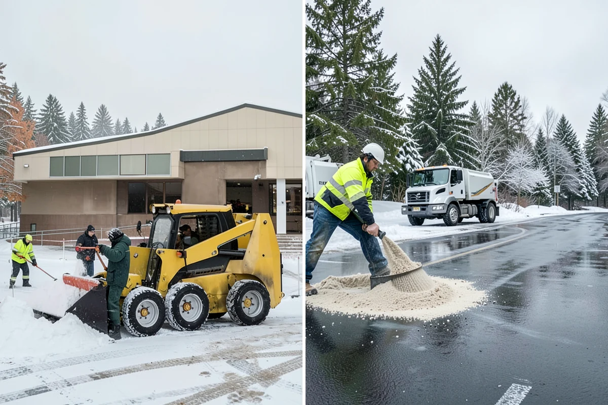 Retail Store Parking Lot Snow Removal in Lakewood, Pierce County, WA - Map customer flow, storefront apron, and cart corral locations