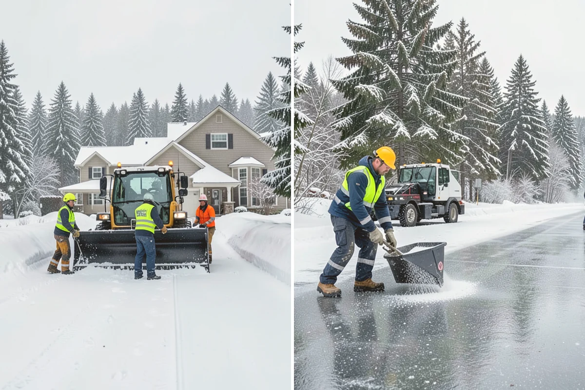 Retail Store Parking Lot Snow Removal in Langley, Island County, WA - Map customer flow, storefront apron, and cart corral locations