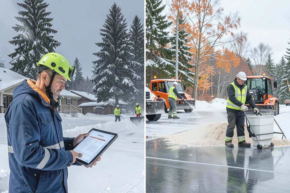 Retail Store Parking Lot Snow Removal in Marysville, Snohomish County, WA - Map customer flow, storefront apron, and cart corral locations