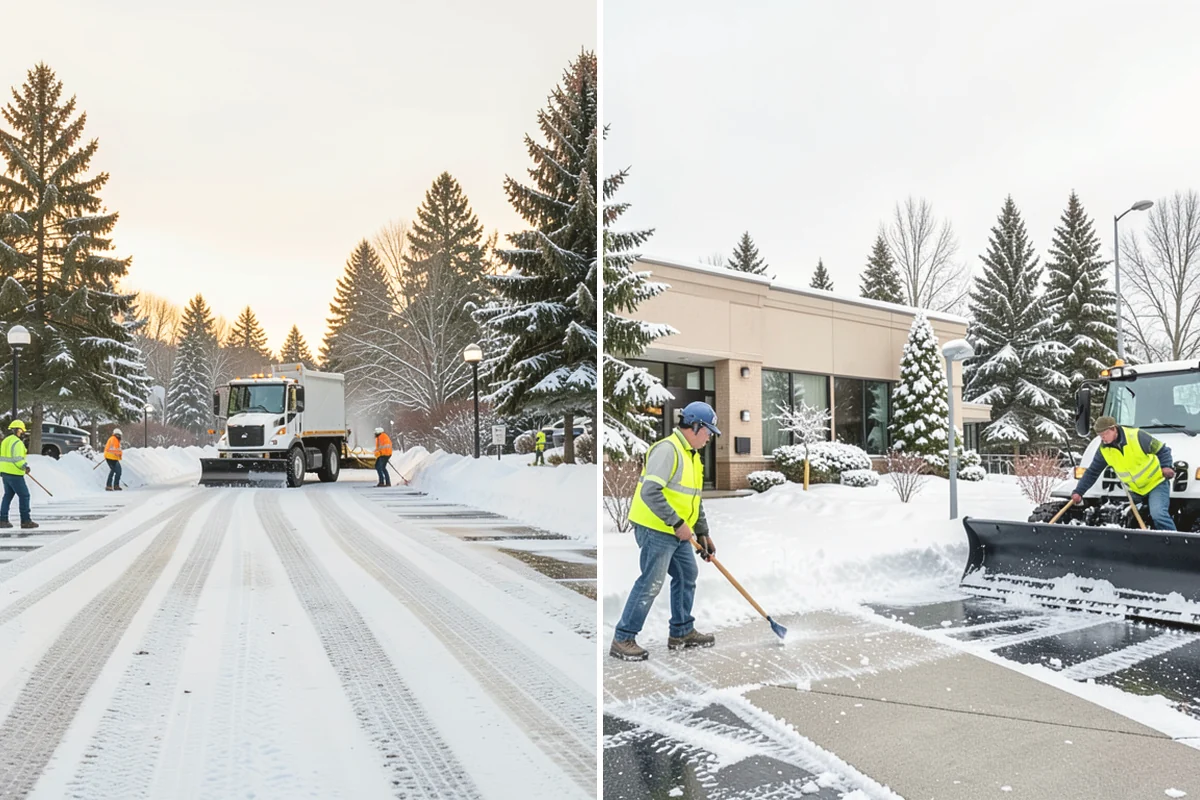 Retail Store Parking Lot Snow Removal in Mercer Island, King County, WA - Map customer flow, storefront apron, and cart corral locations