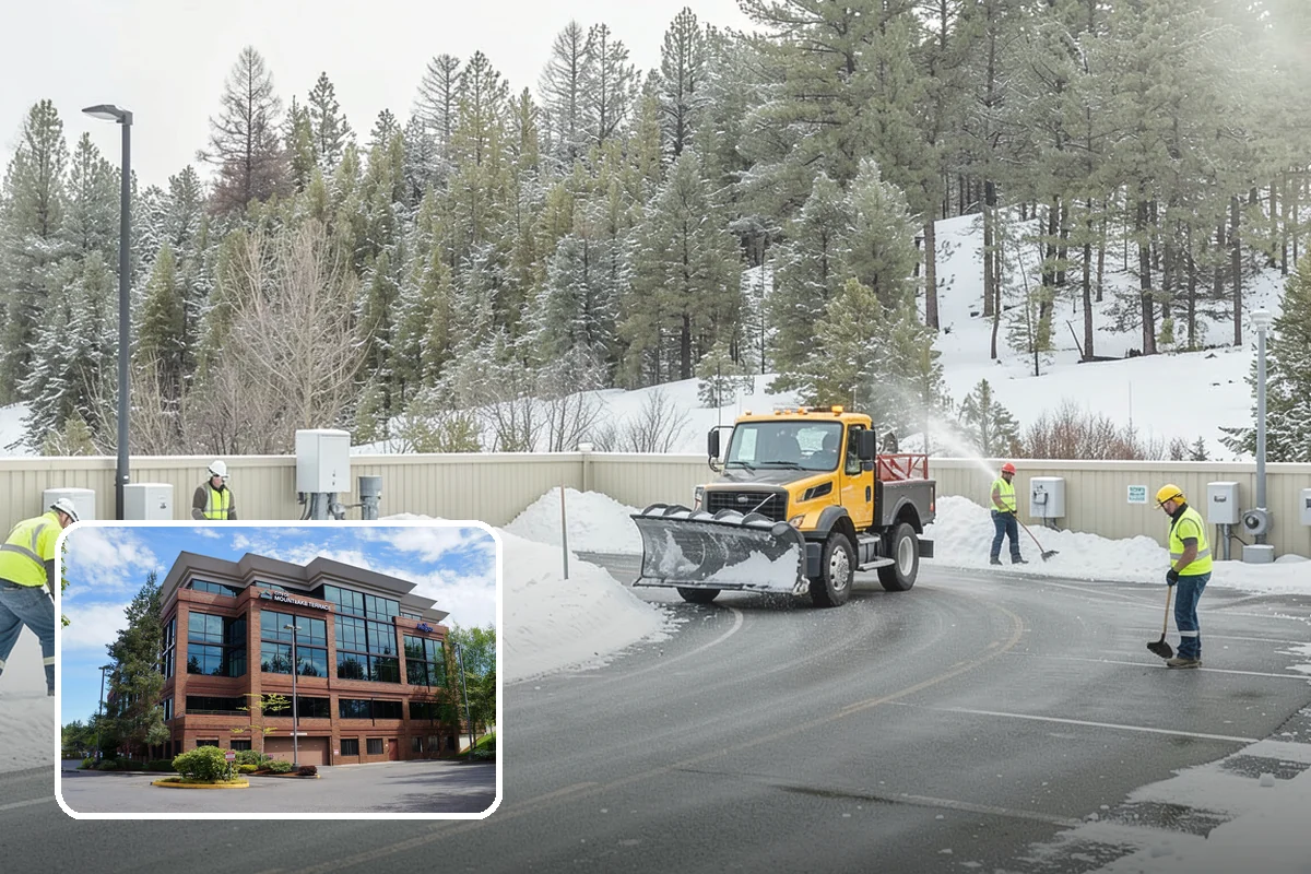 Retail Store Parking Lot Snow Removal in Mountlake Terrace, Snohomish County, WA - Customers can park and reach the entrance without wading through slush