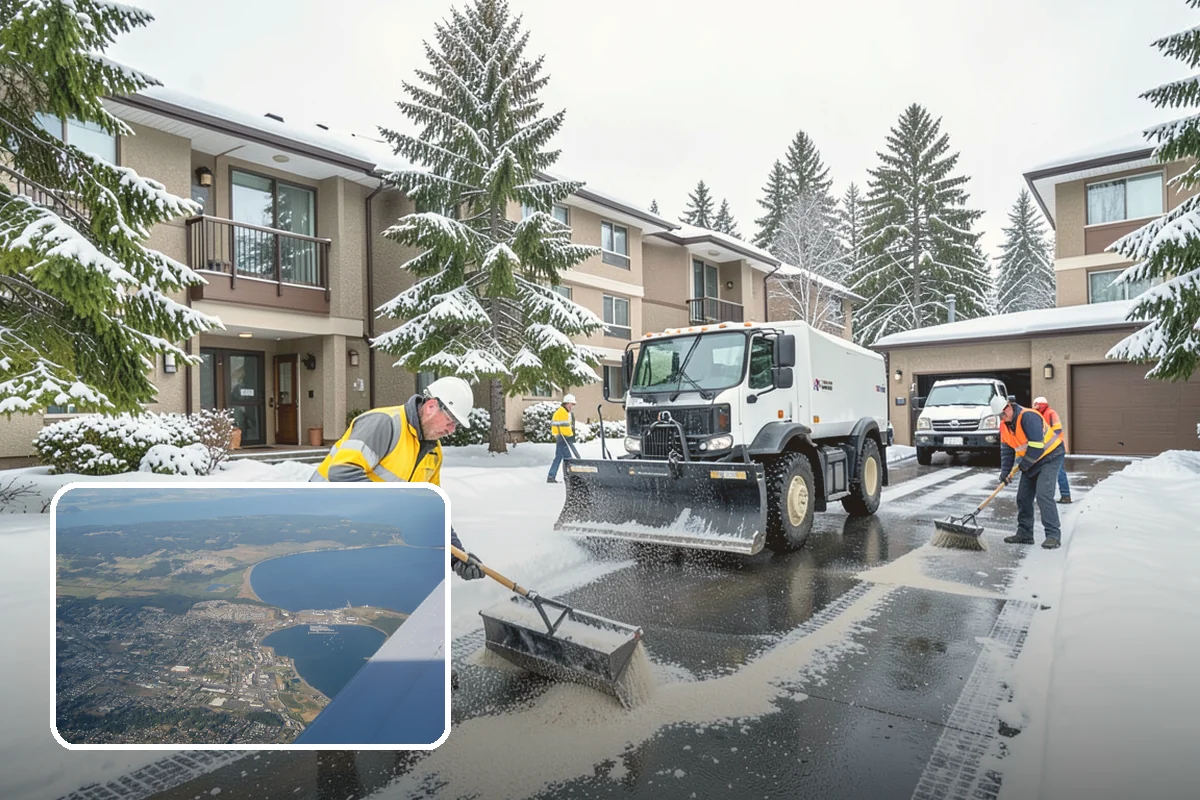Retail Store Parking Lot Snow Removal in Oak Harbor, Island County, WA - Customers can park and reach the entrance without wading through slush