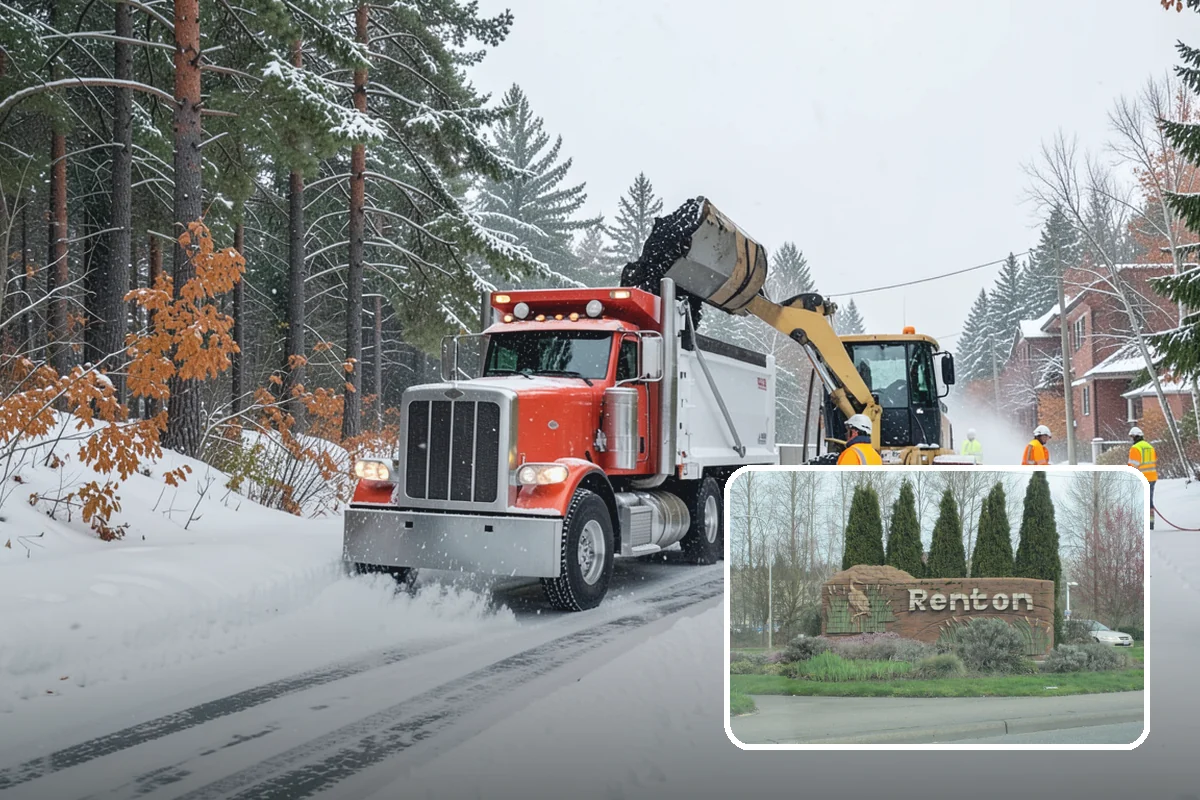 Retail Store Parking Lot Snow Removal in Renton, King County, WA - Customers can park and reach the entrance without wading through slush