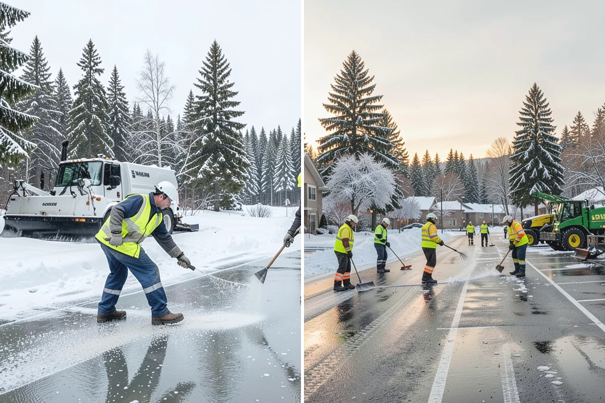 Retail Store Parking Lot Snow Removal in Renton, King County, WA - Map customer flow, storefront apron, and cart corral locations