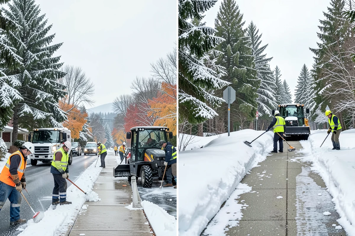 Retail Store Parking Lot Snow Removal in SeaTac, King County, WA - Map customer flow, storefront apron, and cart corral locations