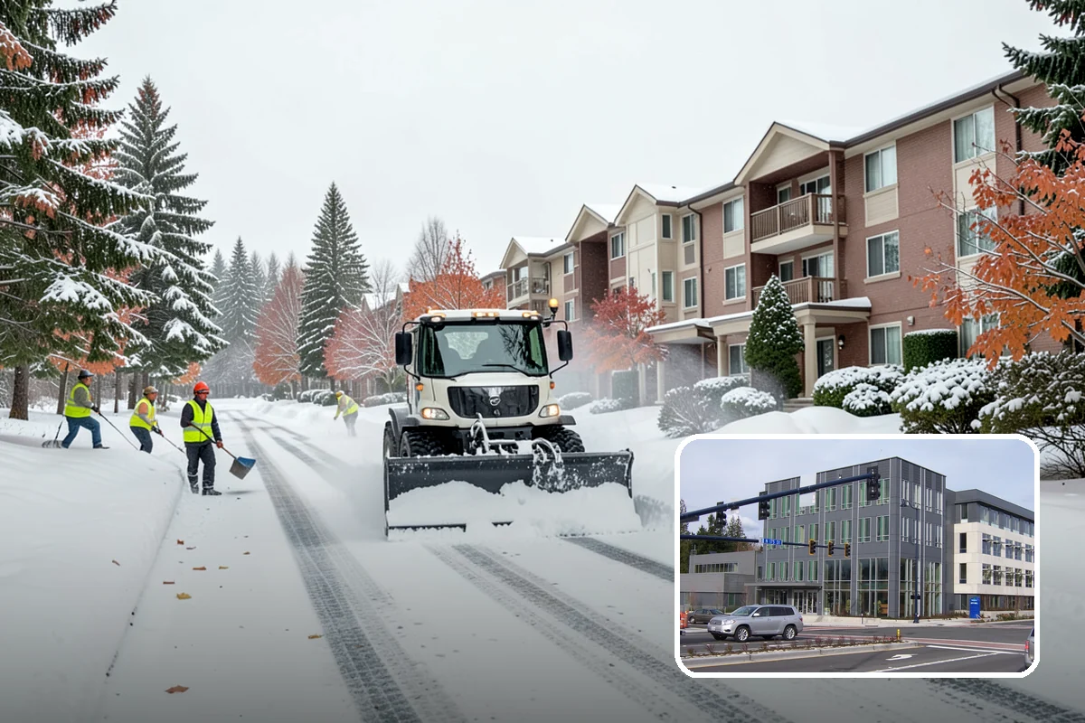 Retail Store Parking Lot Snow Removal in Shoreline, King County, WA - Customers can park and reach the entrance without wading through slush