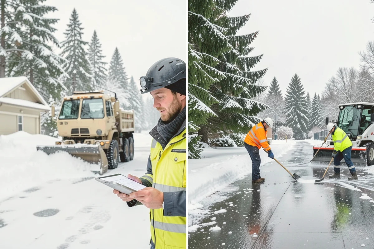 Retail Store Parking Lot Snow Removal in Snohomish, Snohomish County, WA - Map customer flow, storefront apron, and cart corral locations