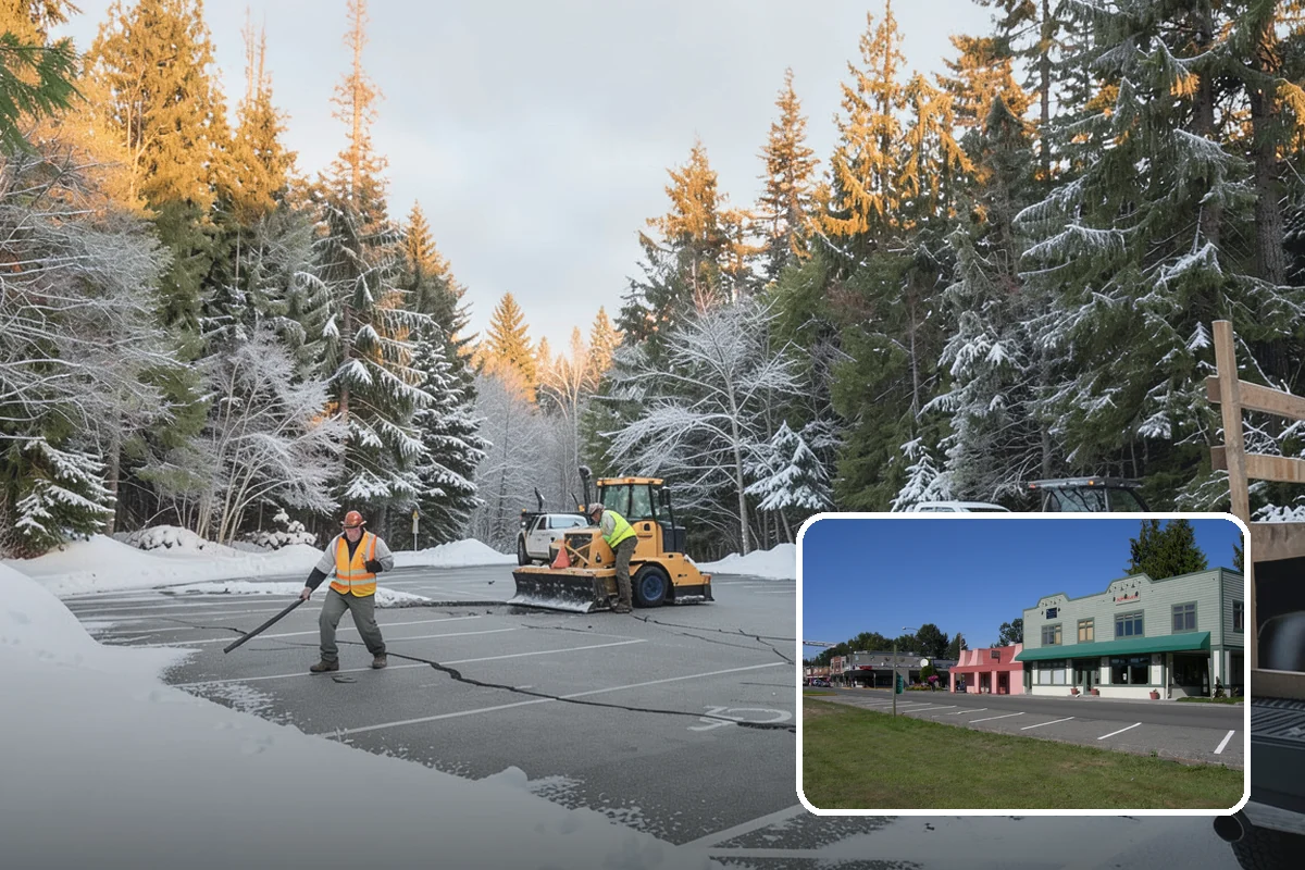 Retail Store Parking Lot Snow Removal in Snoqualmie, King County, WA - Customers can park and reach the entrance without wading through slush