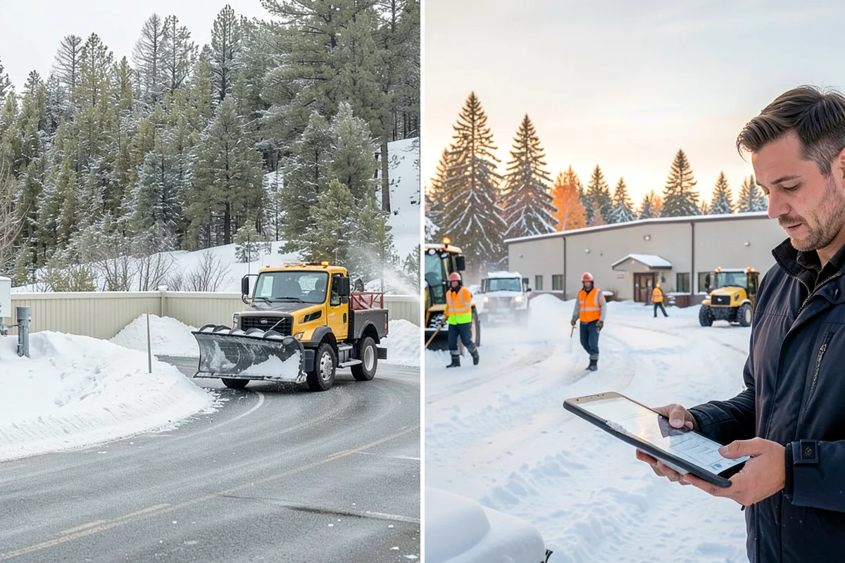 Retail Store Parking Lot Snow Removal in Snoqualmie, King County, WA - Map customer flow, storefront apron, and cart corral locations