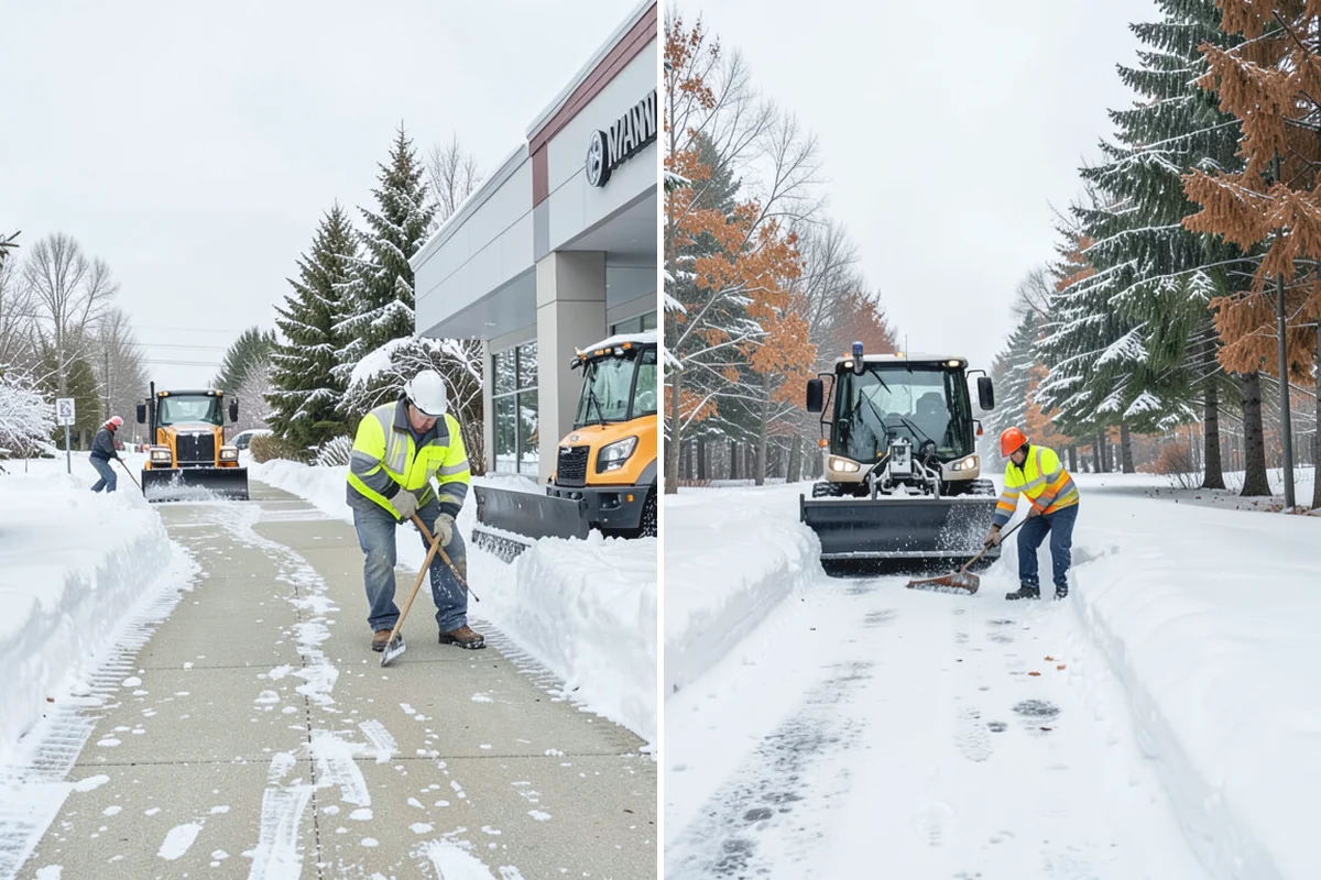 Retail Store Parking Lot Snow Removal in South Prairie, Pierce County, WA - Map customer flow, storefront apron, and cart corral locations