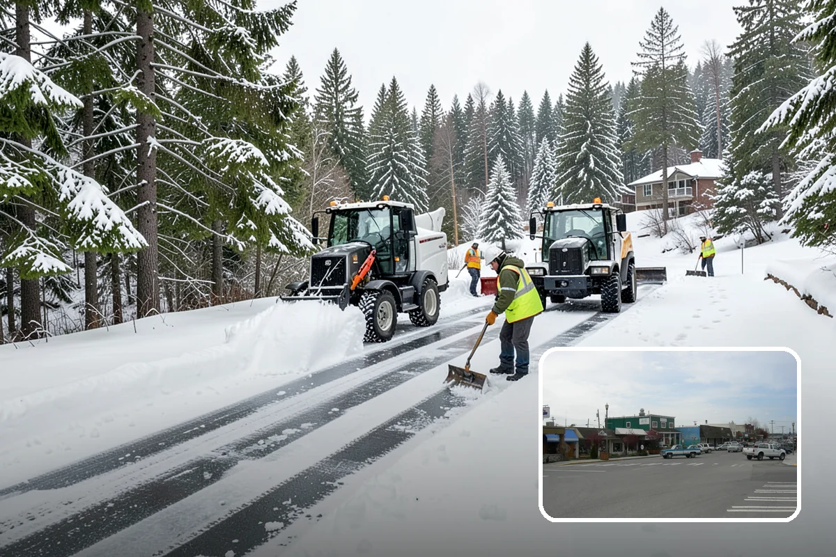 Retail Store Parking Lot Snow Removal in Stanwood, Snohomish County, WA - Customers can park and reach the entrance without wading through slush