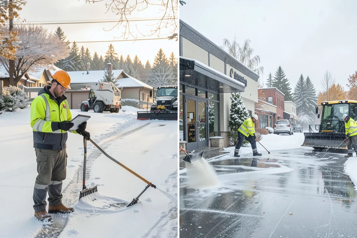Retail Store Parking Lot Snow Removal in Wilkeson, Pierce County, WA - Map customer flow, storefront apron, and cart corral locations