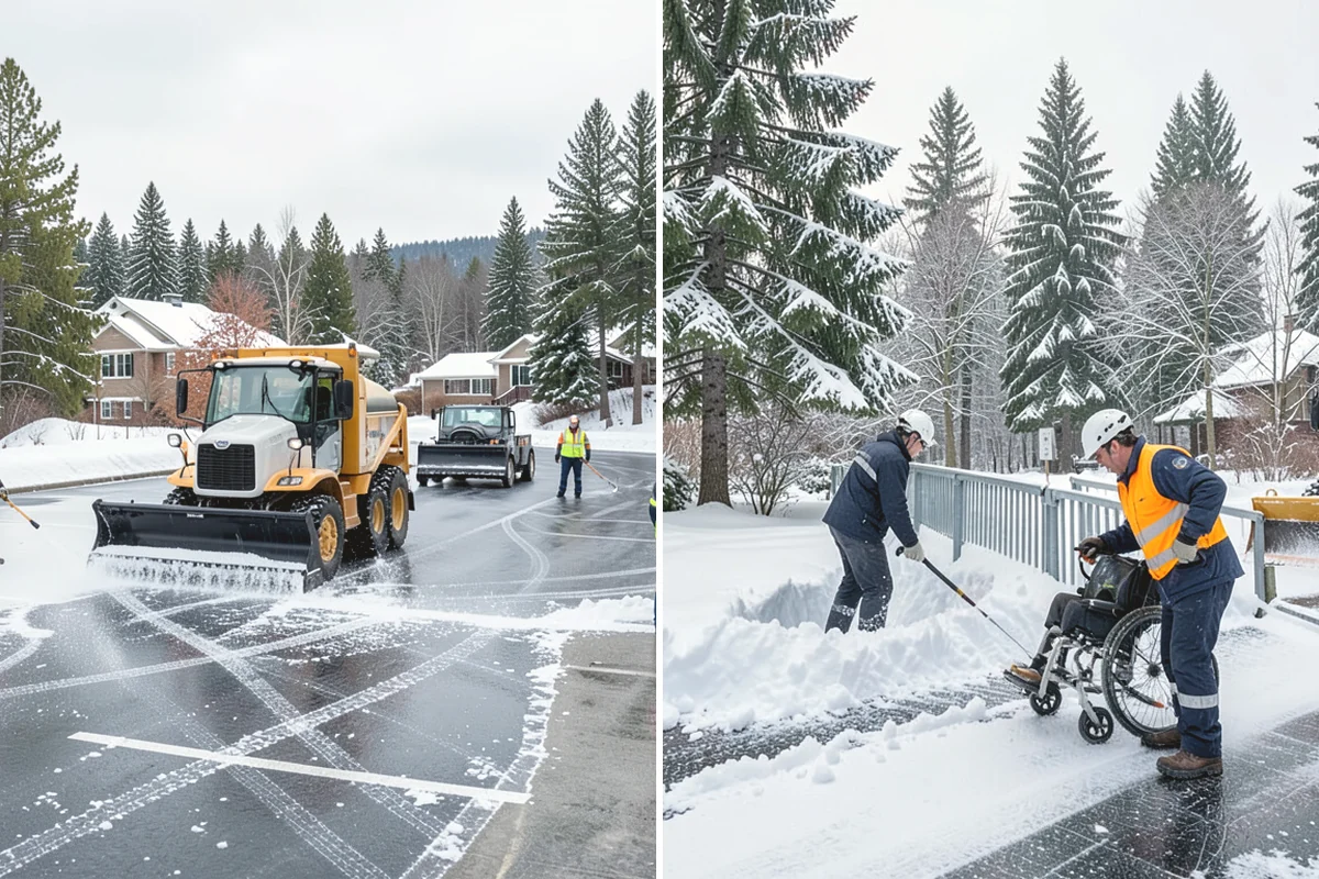 Retail Store Parking Lot Snow Removal in Yarrow Point, King County, WA - Map customer flow, storefront apron, and cart corral locations