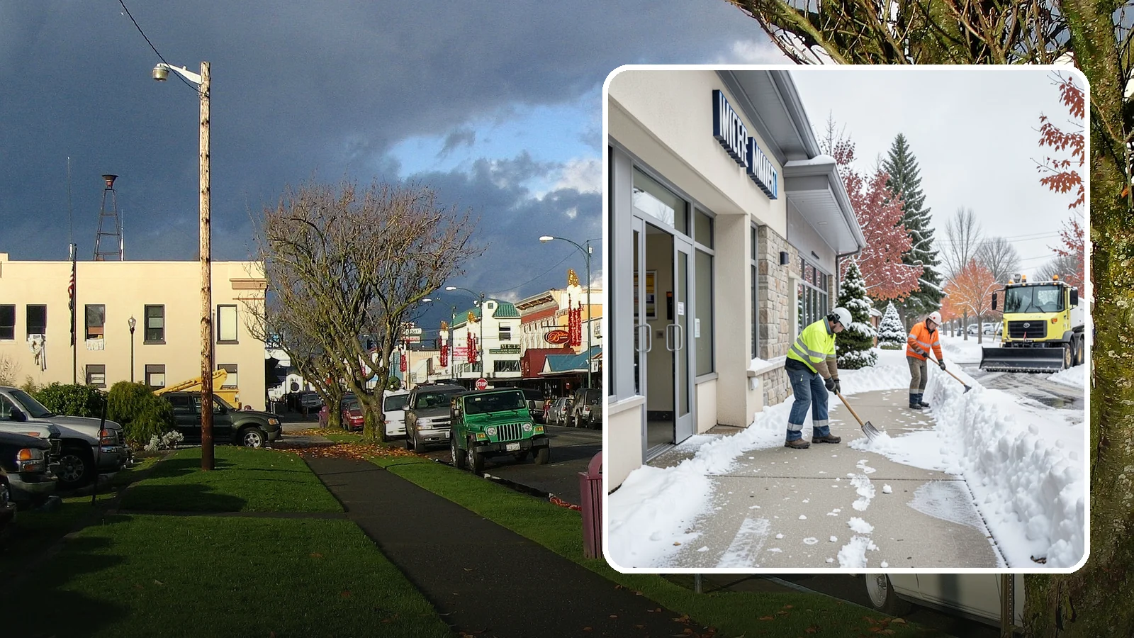 Retail Store Sidewalk Clearing in Arlington, Snohomish County, WA - Storefront and entrance sidewalk clearing for Western Washington retailers that keeps customers safe and your doors open through...
