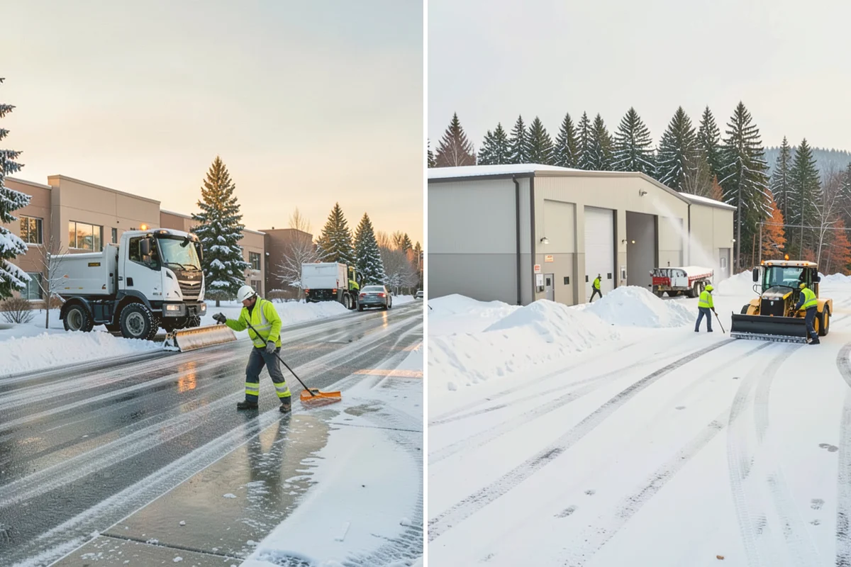 Retail Store Sidewalk Clearing in Bellevue, King County, WA - Clear the entry apron and storefront walk before opening