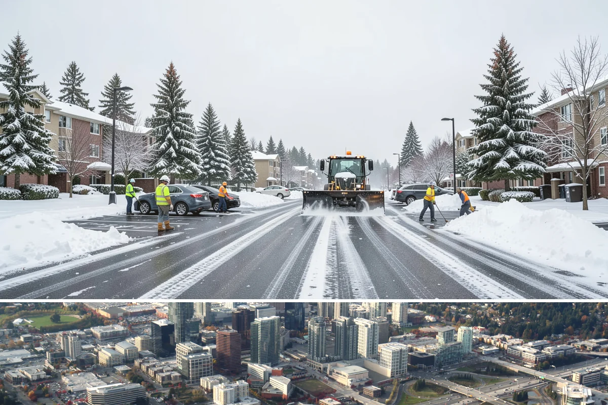 Retail Store Sidewalk Clearing in Bellevue, King County, WA - Retail sidewalk risk is highest from late November through February, especially during daytime thaw-refreeze that rebuilds ice at...