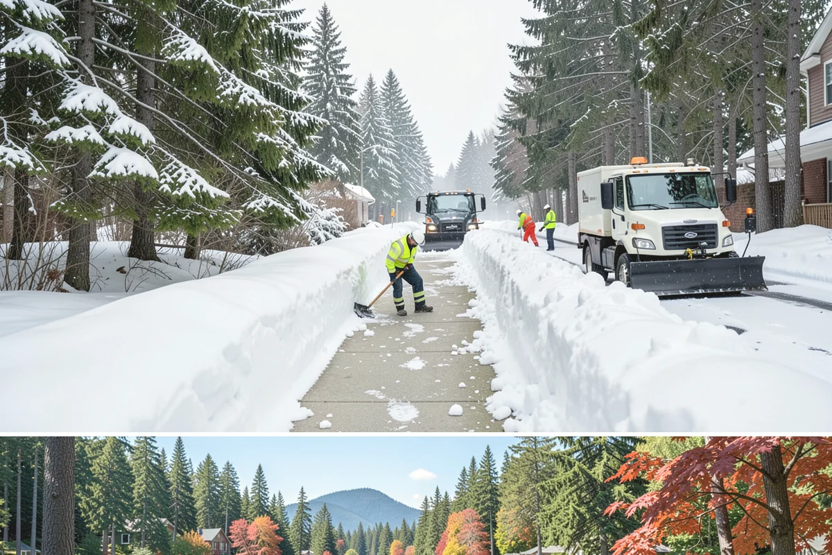 Retail Store Sidewalk Clearing in Covington, King County, WA - Retail sidewalk risk is highest from late November through February, especially during daytime thaw-refreeze that rebuilds ice at...