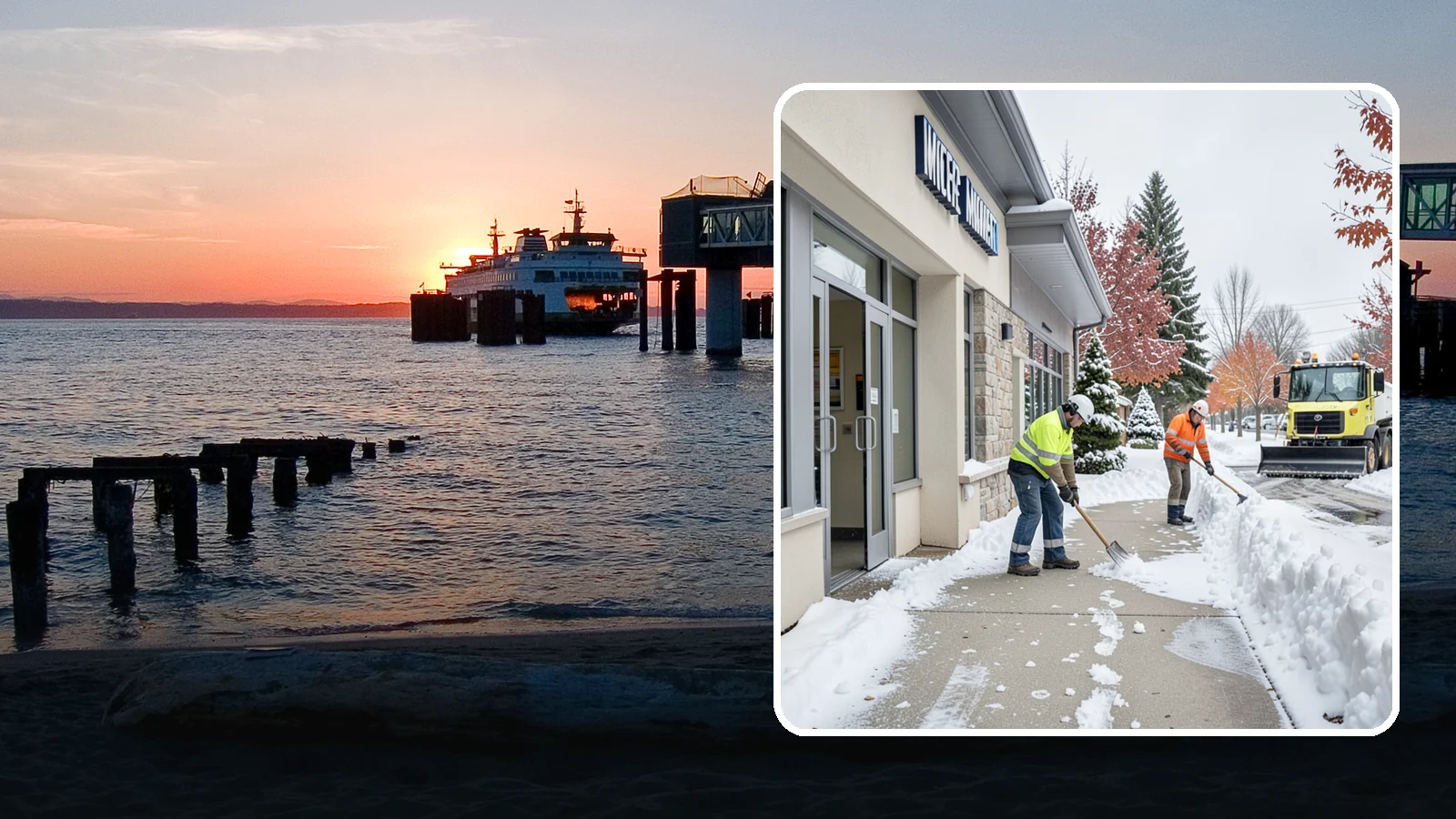 Retail Store Sidewalk Clearing in Edmonds, Snohomish County, WA - Storefront and entrance sidewalk clearing for Western Washington retailers that keeps customers safe and your doors open through...