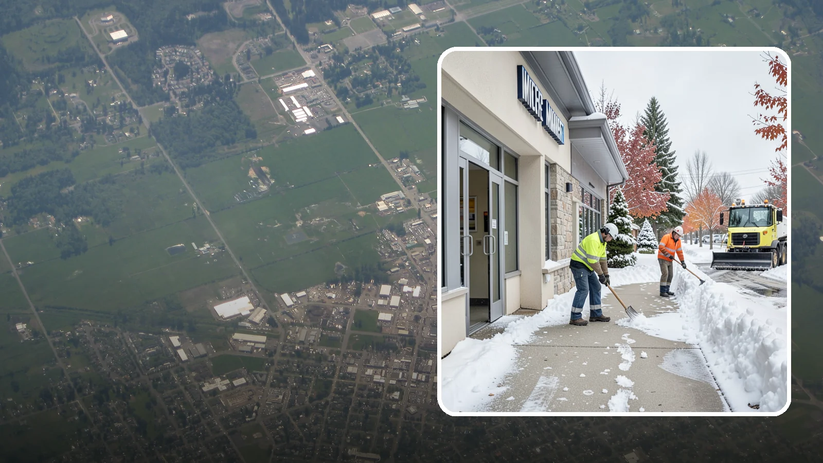 Retail Store Sidewalk Clearing in Enumclaw, King County, WA - Storefront and entrance sidewalk clearing for Western Washington retailers that keeps customers safe and your doors open through...
