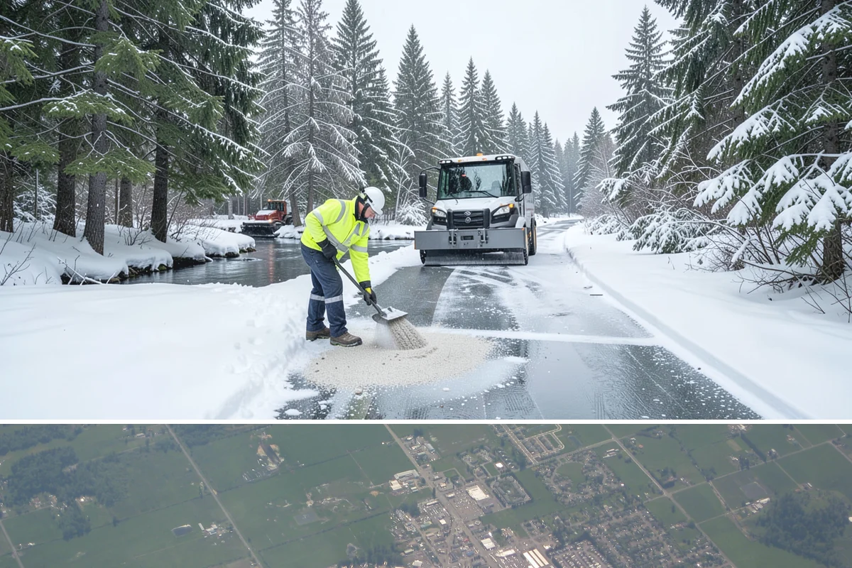 Retail Store Sidewalk Clearing in Enumclaw, King County, WA - Retail sidewalk risk is highest from late November through February, especially during daytime thaw-refreeze that rebuilds ice at...